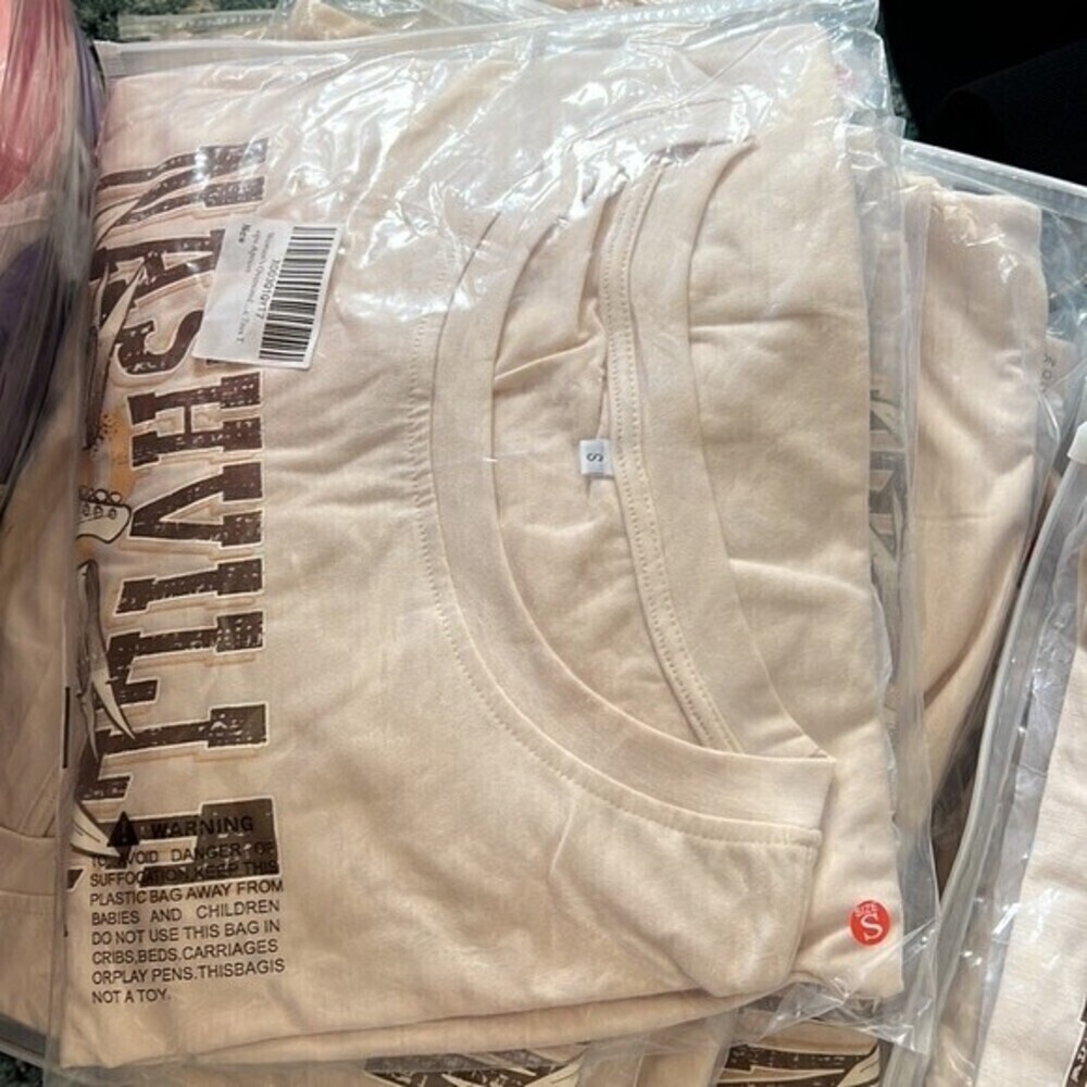 Rodeo cowgirl women western Oversized beige T-shirts country beige Oversized top - Picture 8 of 8